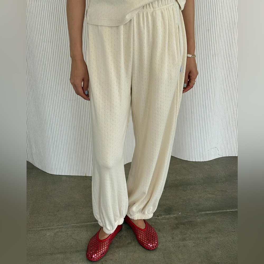 Le bon shoppe naturel cotton pointelle balloon pants size M NWT